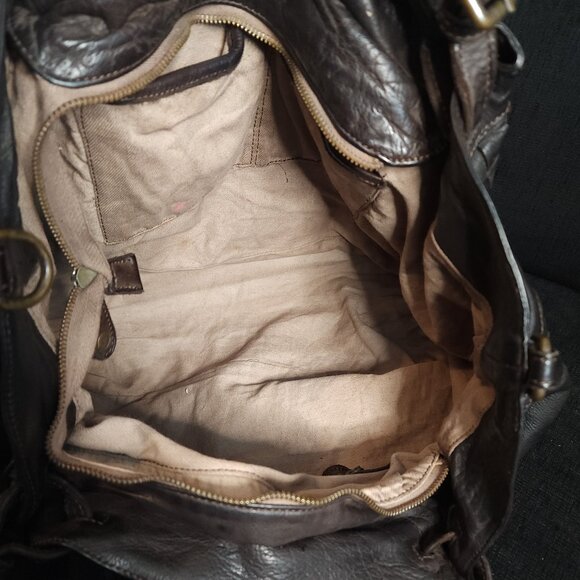 Civico 93 Large Brown Woven Leather Tote Bag Made In Italy - Picture 7 of 9